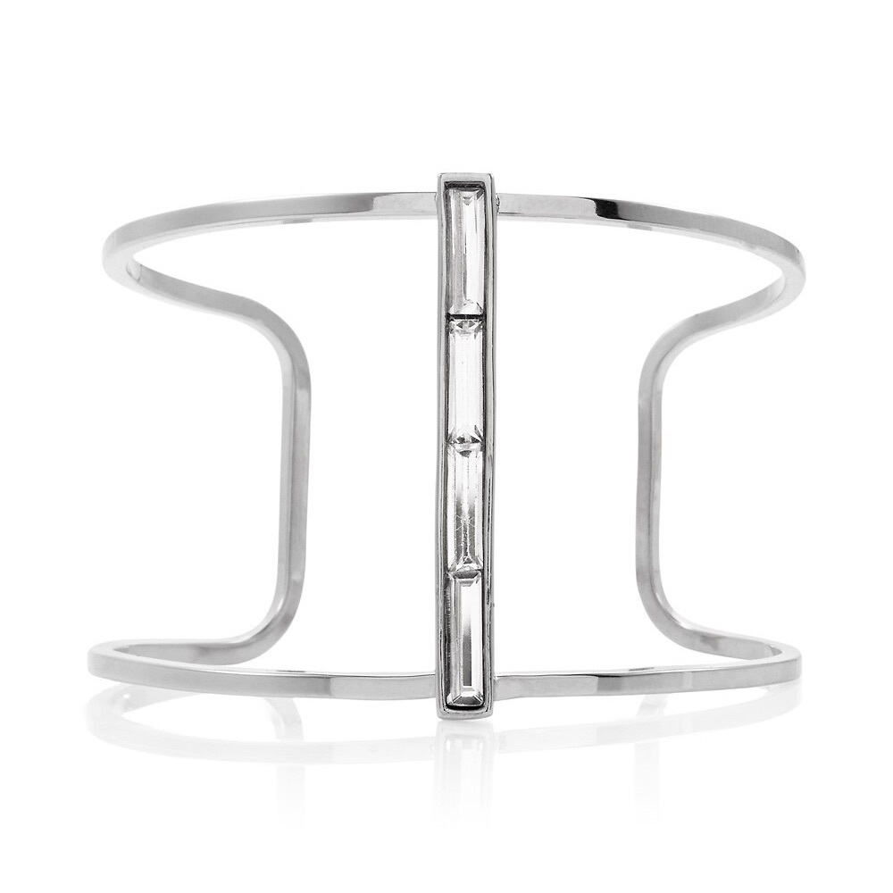 WHITE HOUSE BLACK MARKET CUFF BRACELET & CIRCLE PENDANT NECKLACE W/ BAGUETTES - Picture 12 of 12